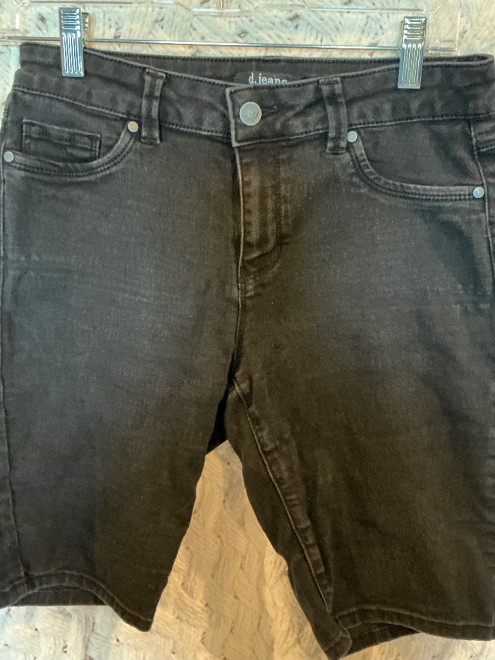 Faded black denim Bermuda shorts